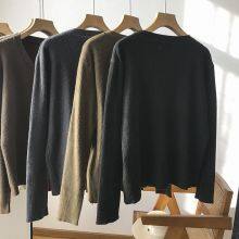Early Autumn New Cartoon V-Neck Sweater Cardigan Women's Loose Thick Wool Knitted Coat thumbnail-2