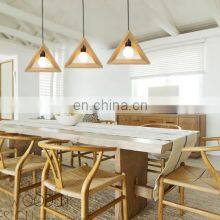 Wood Retro Modern Hanging Light Chandelier Triangle Polygon Restaurant Bar Creative Decoration LED Chandelier thumbnail-4