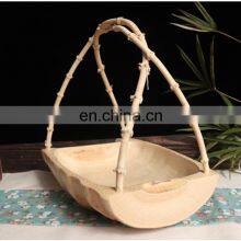 Simple Handicraft the Plate Nordic for Food Tray Dish Snacks Kitchen Dry Fruit Dessert Coffee Bamboo Root Craft Basket With Hand thumbnail-2