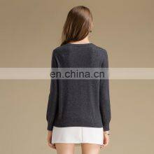 Designs For Girls Round Collar Slim Fit Deep Gray Jacquard 100% Cashmere Sweater thumbnail-2