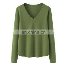 Wholesale 100% Cashmere V-Neck Sweater for Women Autumn and Winter Wear Knitted in Solid Pattern thumbnail-6