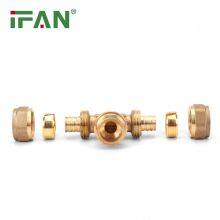 IFAN Manufacturer OEM PEX Brass Compression Fittings Male Tee T16×1/2M×16 thumbnail-3