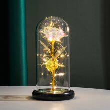 Artificial Preserved Roses in Glass Dome With LED Light Valentine's Day Gift for Women Mom Wholesale thumbnail-5