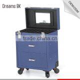 Blue Fashion Design PVC Trolley Makeup Case With Mirror thumbnail-4