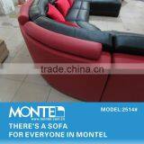 Black and Red U Shaped Leather China Sofa thumbnail-6