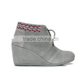 New Grey suede wedge boots women ankle boots