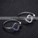 Synthetic Blue Gemstone Setting Latest Gold Plated Finger Ring Designs Open Ring for Women thumbnail-1