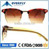 Beautiful Stylish Custom Design Metal Acetate Front Sunglass Slim Temple Bamboo Wood Sunglasses Quality Choice