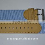 2016 New fashion elegant nato nylon leather watch band hot selling strap good quality watch belt