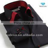 100% cotton stylish Italian style long sleeve black latest design fashion formal dress men double collar shirt