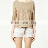 15JW0434 Woman 100%linen Knitting Crohet Pullover Tops