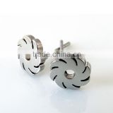 Silver Color Laser Cutting Stud Earrings in Stainless Steel