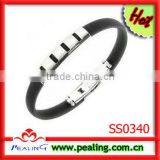 Popular stainless steel jewelry sports titanium silicone magnetic bracelet