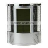 Digital LCD Desk ALarm Clock & Mesh Pen Holder Pens Rulers Office Tidy LED Light thumbnail-6