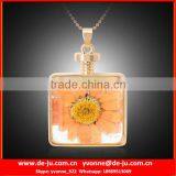 Orange Flowers Glass Pendant Necklace thumbnail-1