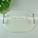 Cheap Stock Daily Used Big Square Round Ceramic Plate With Iron Handle thumbnail-1