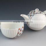High Quality White Ceramic Chinese Tea Pot Set With Mug thumbnail-2