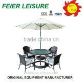 Round Outdoor Wicker High Dining Bar Table Chair thumbnail-1