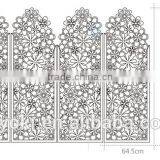 Home Decor White 3 Panel Handcrafted Wood Room Divider Screen MDF Wood Flower Carving Room Divider thumbnail-5