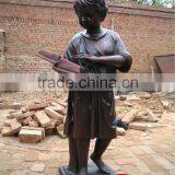 Bronze Boy Reading Book Statue Lifes Size Sculpture thumbnail-1