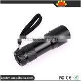 Small Portable Led Purple Light UV LED Flashlight 365-370nm 9 LED Flashlight Torch thumbnail-2