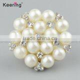 Keering- Style Fashionable Rhinestone Pearl Button Pins for Garments WBK-1478 thumbnail-1
