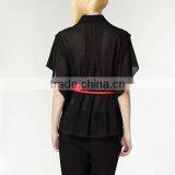 High Fashion Trendy Designed Batwing Sleeves Female Office Uniform Designs Ladies Fancy Tops thumbnail-3