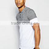 Custom Fashion Short Sleeve Button Placket White Grey Contrast Men's 100% Cotton Pique Pre Shrink Slim Fit Casual Polo Shirt thumbnail-1