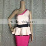Restock Top Quality One Shoulder Flounced Mini 2014 New Fashion HL Bandage Dress Cocktail Party Dress Pink/Blue thumbnail-3