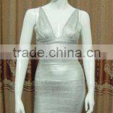 2015 High Quality Women Silver Foil Print Sexy Short Bodycon HL Cocktail Party Dress thumbnail-5