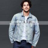 Classic Light Blue Vintage Denim Jacket for Men Custom Printed thumbnail-1