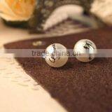 Personalized Letter/words Stamped Pearl Earrings, Custom Logo Stamped Pearl Earring Jewelry, Best Promotional Gift thumbnail-1