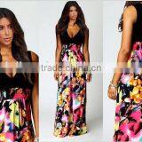 2016 NEW Fashion Print Floral Dress Deep V-neck Sleeveless Maxi Dress thumbnail-5