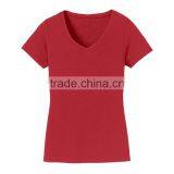 Short Sleeve Bulk Deep V-neck Women Cotton Plain Blank Tshirt thumbnail-3