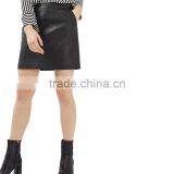 2017 OEM Spring Black PU High Waisted Pencil Skirt With Side Pockets thumbnail-4