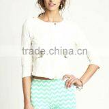 Lace Gold Zip White Women Half Sleeve Fashion Sexy Jacket thumbnail-1