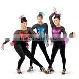 New Arrival Tap and Jazz Costumes- Sequin Leotard Black Long Pants Costumes With Short Skirts thumbnail-3