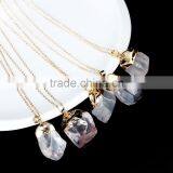 New Fashion Copper Link Cable Chain Gold Plated Clear Natural Quartz Jewelry Pendant Crystal Druzy Necklace thumbnail-3