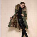2016 Winter Genuine Raccoon Fur Coat for Lady