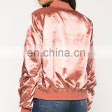 China Clothing Manufacturer Custom Plain Satin Bomber Jacket Wholesale thumbnail-3