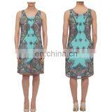 Chiffon Multi-color Ethnic Floral Print Lady Midi Dress