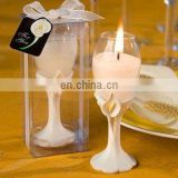 Elegant calla lily accented champagne flute candle holder favors