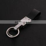 High Quality Promotional Zinc Alloy Laser Logo Black Leather Metal Car Keychain thumbnail-3