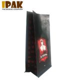 Resealable coffee stand up flat bottom bags with zip lock