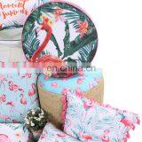 China Supply Custom High Quality T-spun Round Shape Flamingo Toucan Print Pillow Seat Cushion thumbnail-3