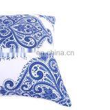 Chinese Style Blue and White Porcelain Design Polyester Canvas Outdoor Cushion Cover With White Piping and Invisible Zipper thumbnail-5
