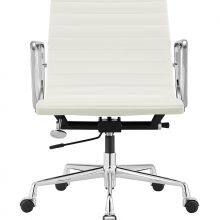 High End Eames Aluminium Group Computer Chair Leather Eames Office Middle Back Chair thumbnail-5