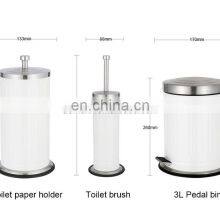 Household White Powder Coating Metal Bath Set With Dust Bin and Tissue Holder Embossed Line Bathroom Accessory Set thumbnail-5