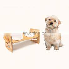 Advanced Technology Pet Food and Water Dog Cat Eating Bowl Ceramic Iron Stainless Steel Feeder High Adjustable Tilt Bamboo Stand thumbnail-5