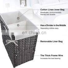 (90L) Removable and Easily Mounted Hand-woven Synthetic Rattan Laundry Basket With Lid and Handle thumbnail-5
